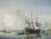 Nicolaas Baur Frigate 'Rotterdam' on the Meuse before Rotterdam oil painting on canvas